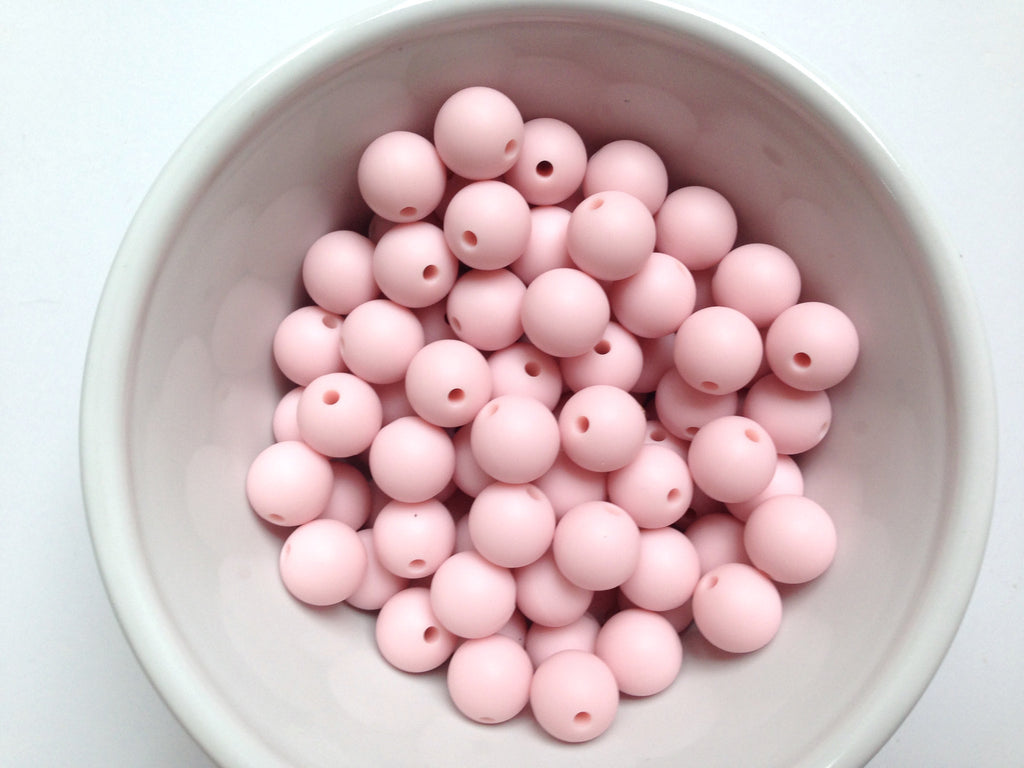 12mm Powder Pink Silicone Beads