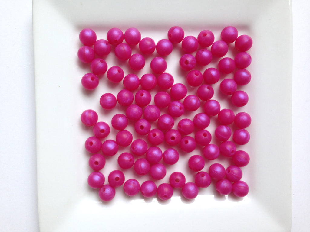 Metallic Hot Pink Silicone Beads