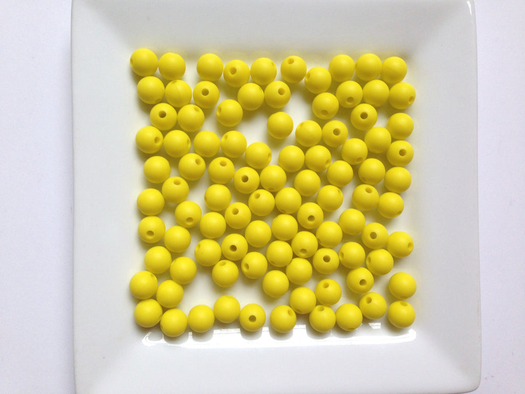 9mm Lemon Yellow Silicone Beads