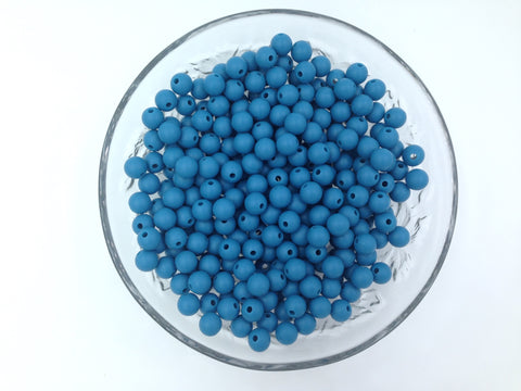 9mm Sea Blue Silicone Beads