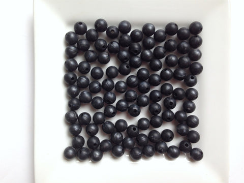 9mm Metallic Black Silicone Beads