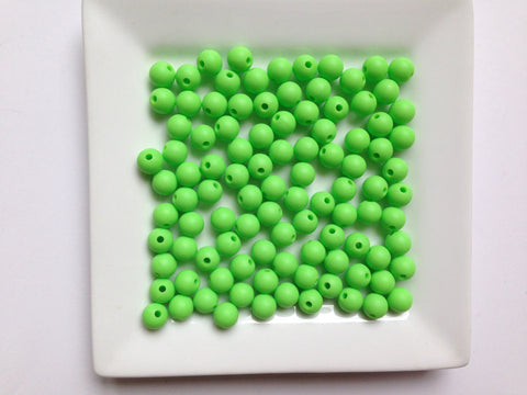 9mm Key Lime Green Silicone Beads