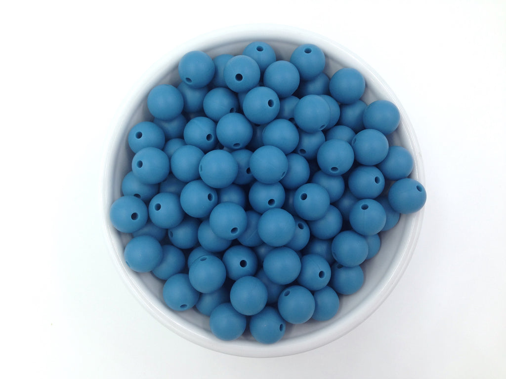 12mm Sea Blue Silicone Beads