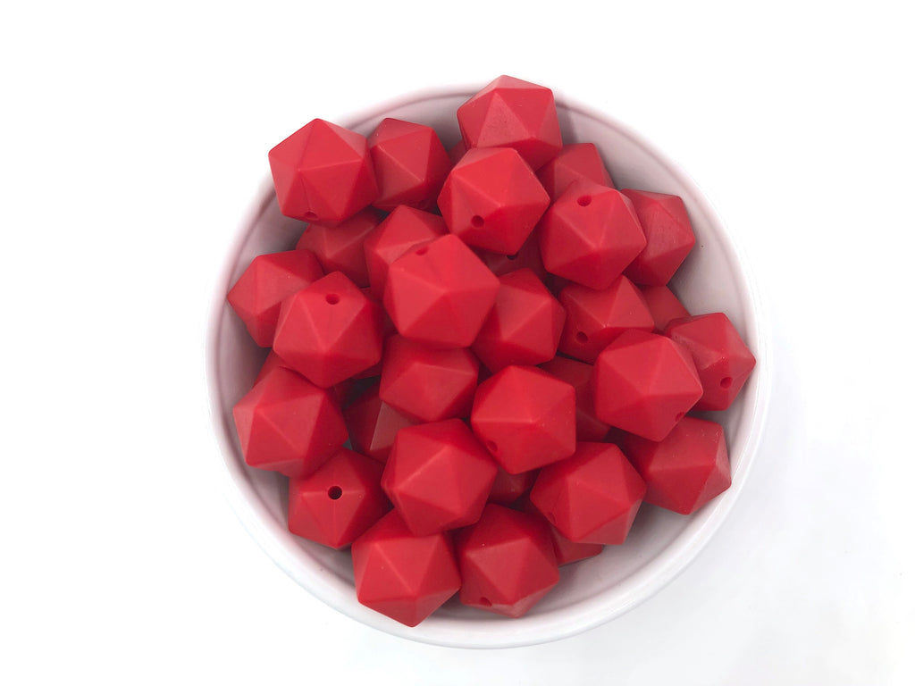 17mm Red ICOSAHEDRON Silicone Beads