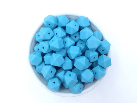 14mm Island Blue Mini Hexagon Silicone Beads