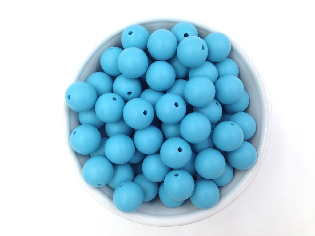15mm Island Blue Silicone Beads