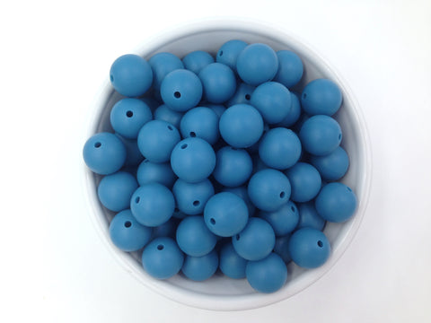 15mm Sea Blue Silicone Beads