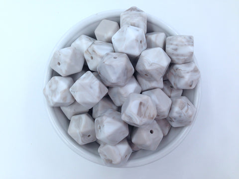 Caramel Marble Hexagon Silicone Beads