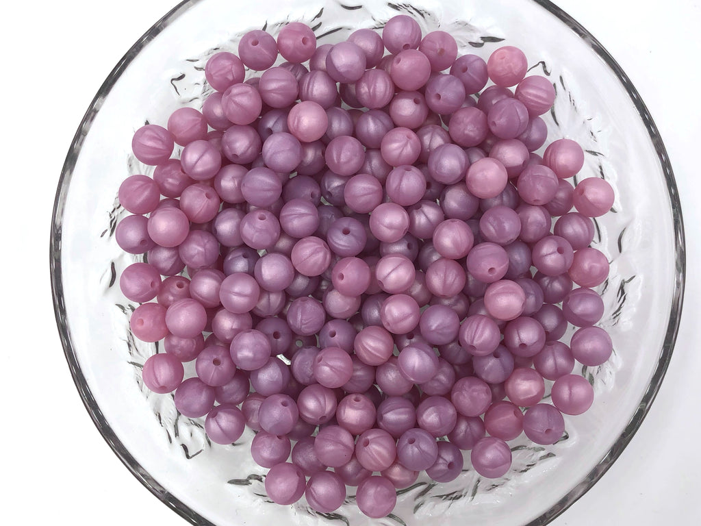 9mm Metallic Lilac Purple Silicone Beads
