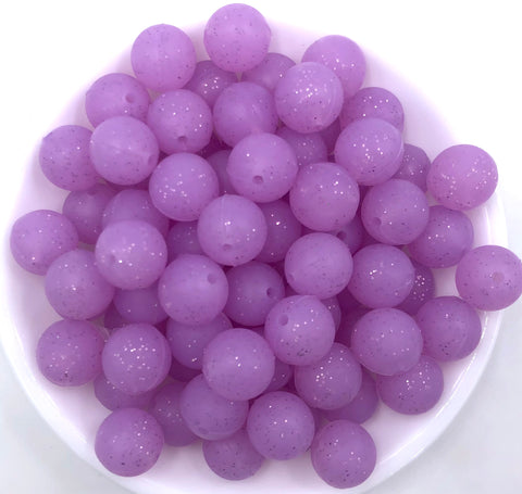 Purple Glitter Silicone Beads