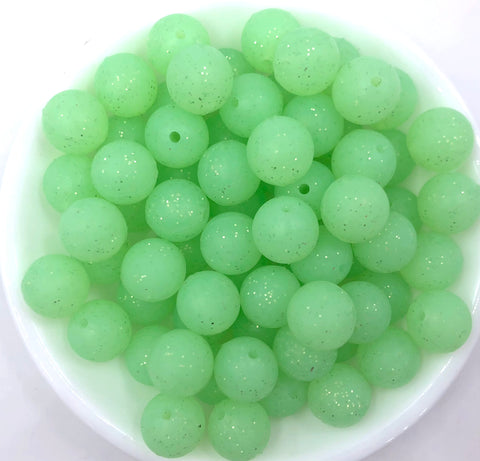 Lime Green Glitter Silicone Beads