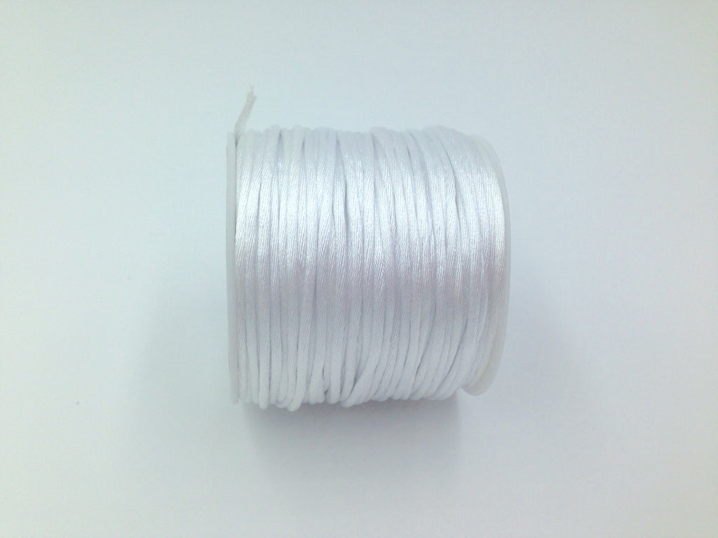 50 Yards White 1.5mm Satin Nylon Cord--BULK Roll
