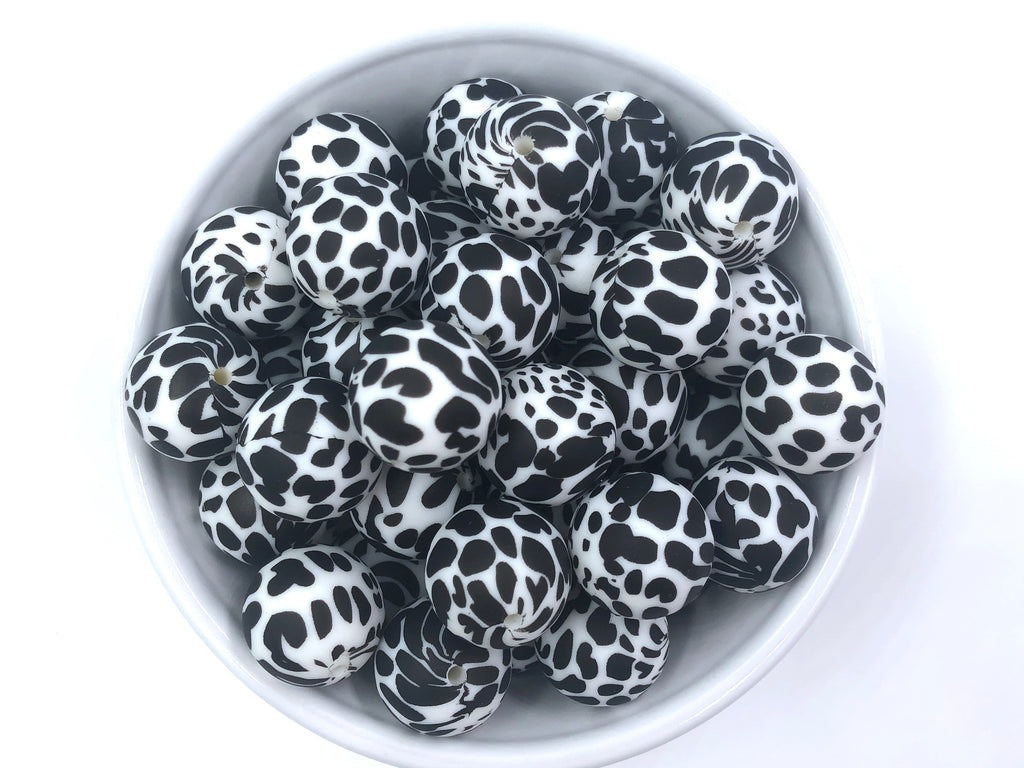 Cow Print Silicone Beads - Dalmatian Printed Beads--19mm