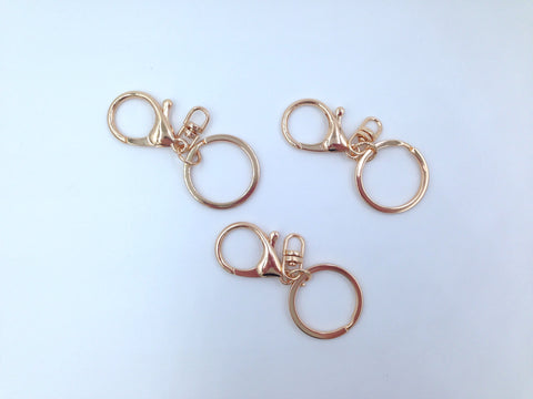 30mm Rose Gold Gold Swivel Key Ring and Clip--keychain