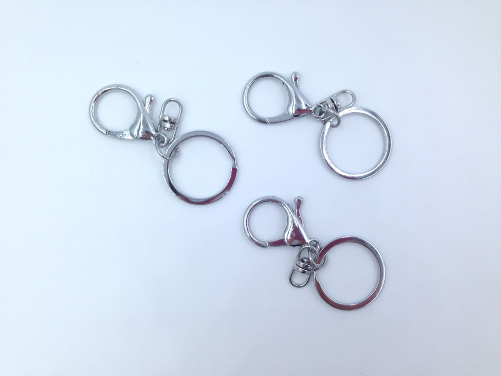30mm Silver Swivel Key Ring and Clip, Keychain