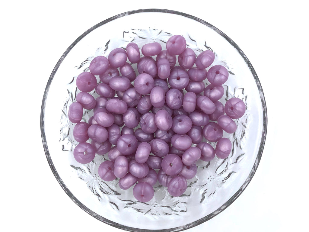 Metallic Lilac Purple Mini Abacus Silicone Beads