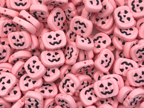 Pink Quartz Jack-O-Lantern Pumpkin Beads