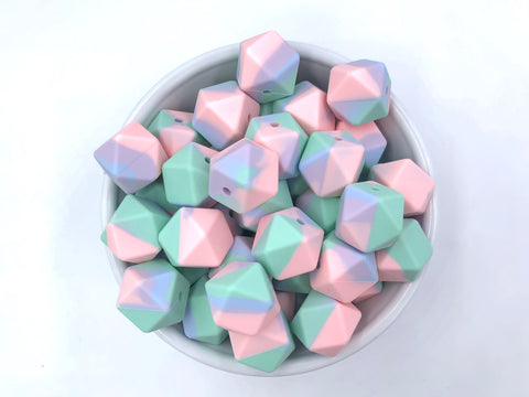 Tie Dye Hexagon Silicone Beads
