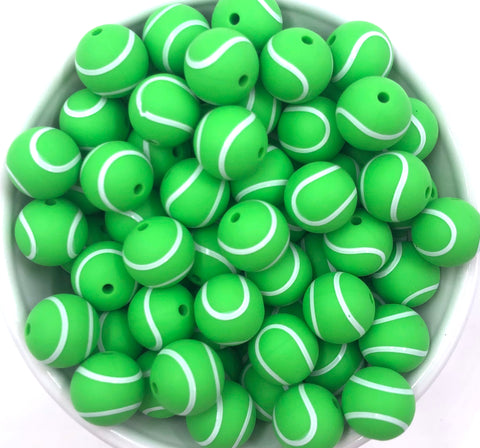 15mm Volleyball Printed Silicone Beads