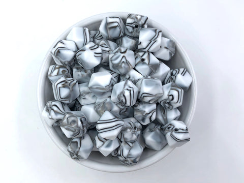 14mm Zebra Mini Hexagon Silicone Beads