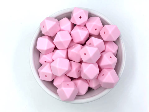 Baby Pink Hexagon Silicone Beads