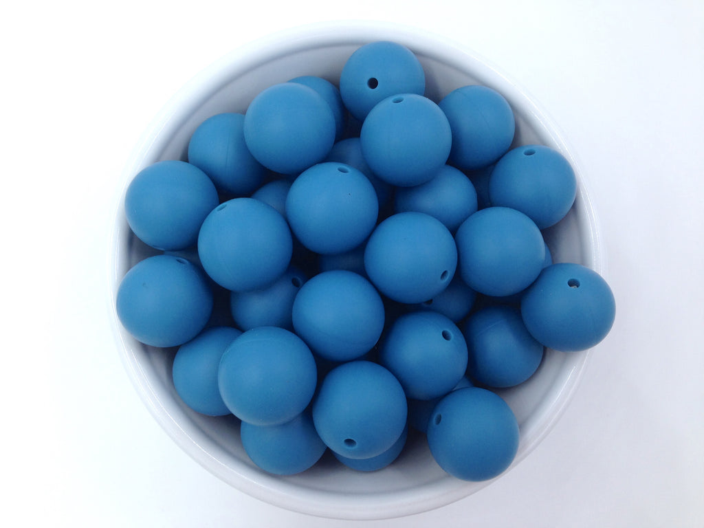 19mm Sea Blue Silicone Beads