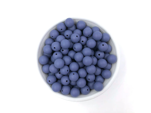 12mm Denim Blue Silicone Beads