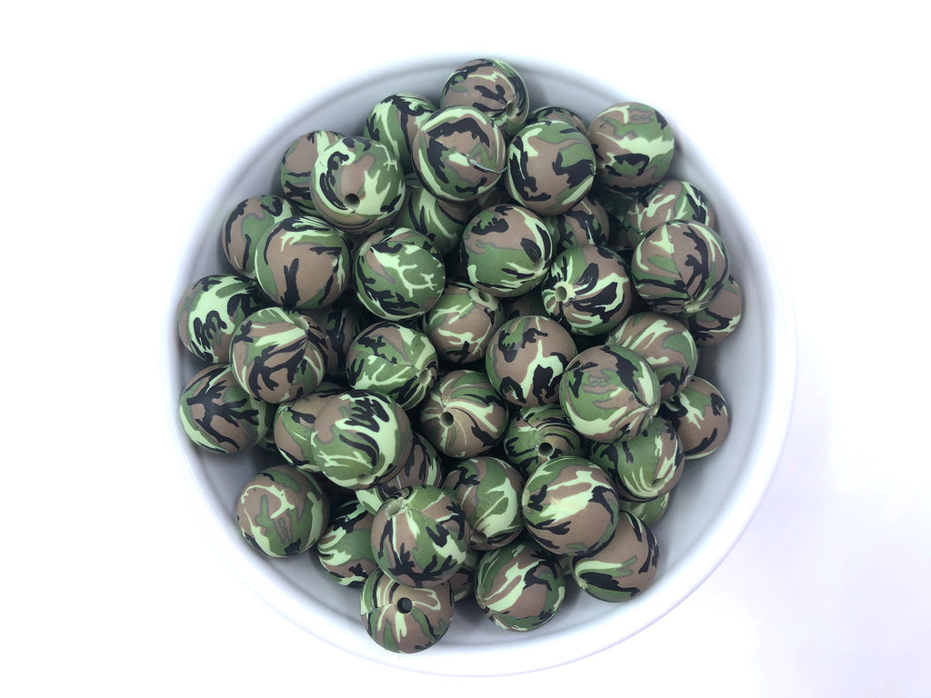 15mm Camo Silicone Beads
