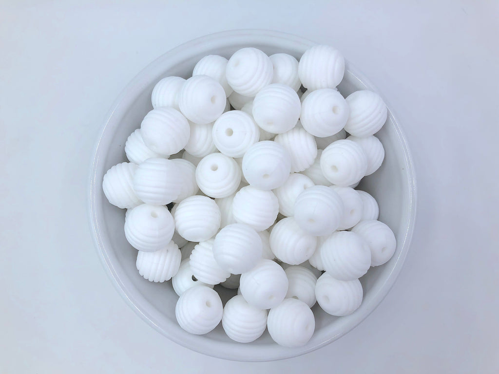 15mm White Silicone Beehive Beads