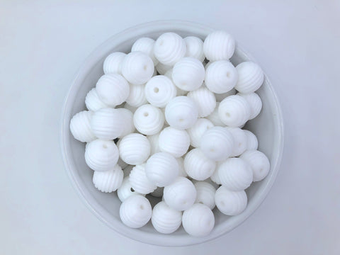 15mm White Silicone Beehive Beads