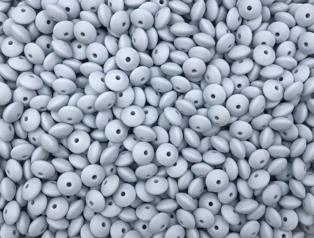 Frost Blue Saucer Silicone Beads