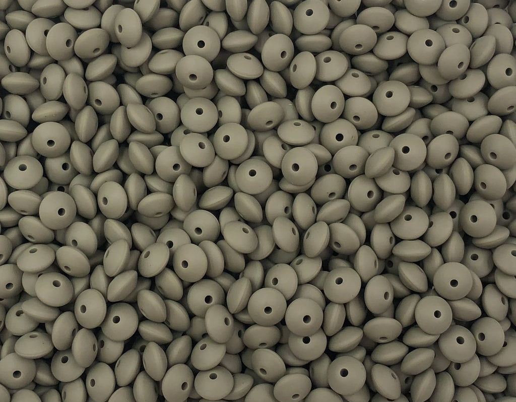 Sage Gray Saucer Silicone Beads