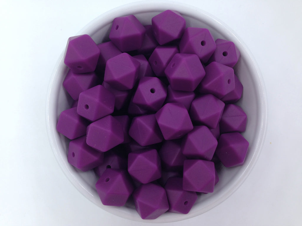 14mm Perfect Plum Mini Hexagon Silicone Beads