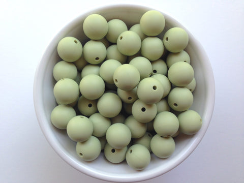 15mm Sage Green Silicone Beads