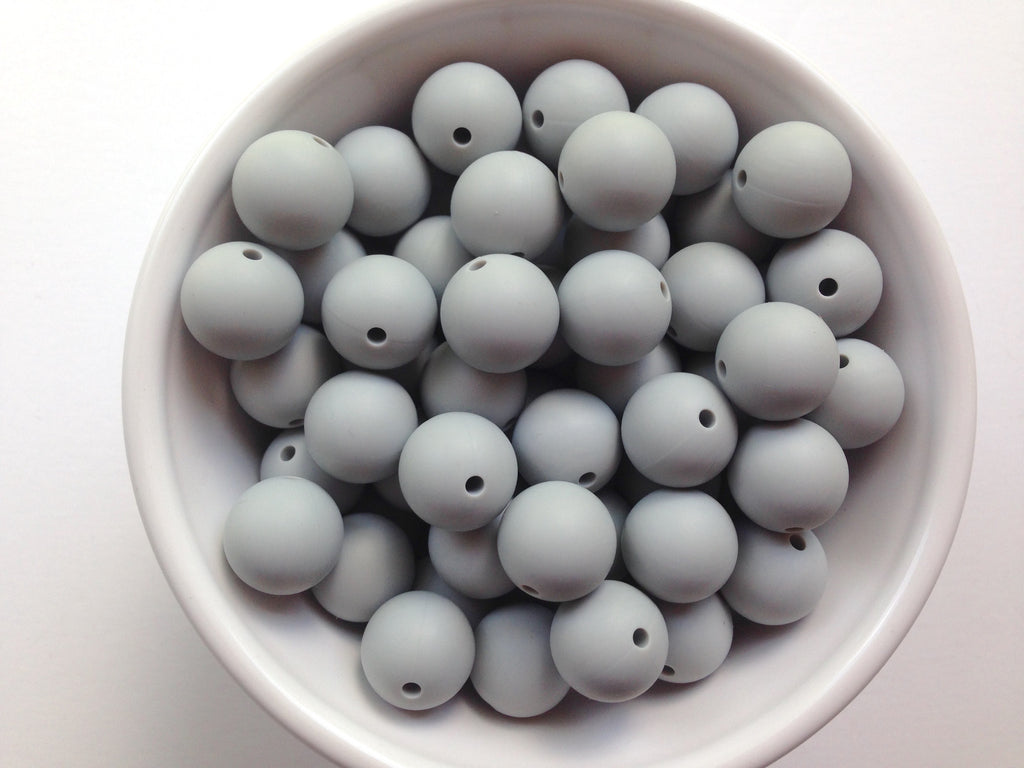 15mm Light Gray Silicone Beads