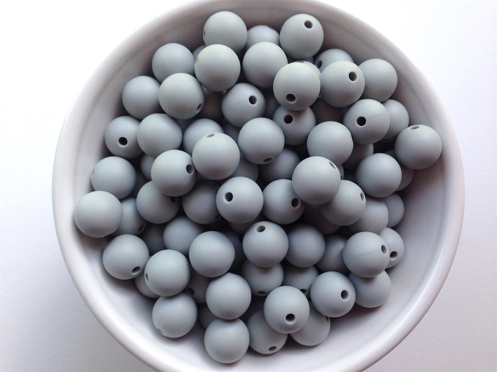 12mm Light Gray Silicone Beads