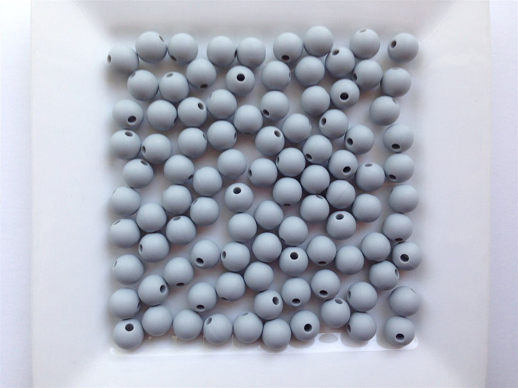 9mm Light Gray Silicone Beads