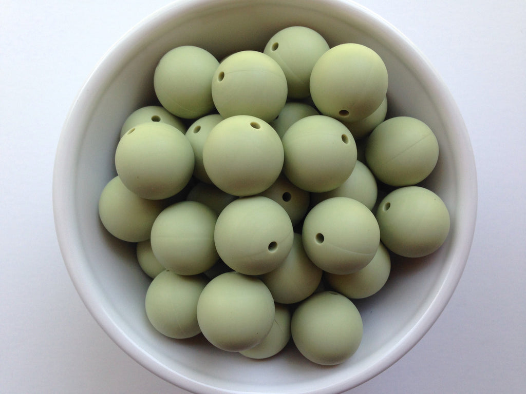 19mm Sage Green Silicone Beads