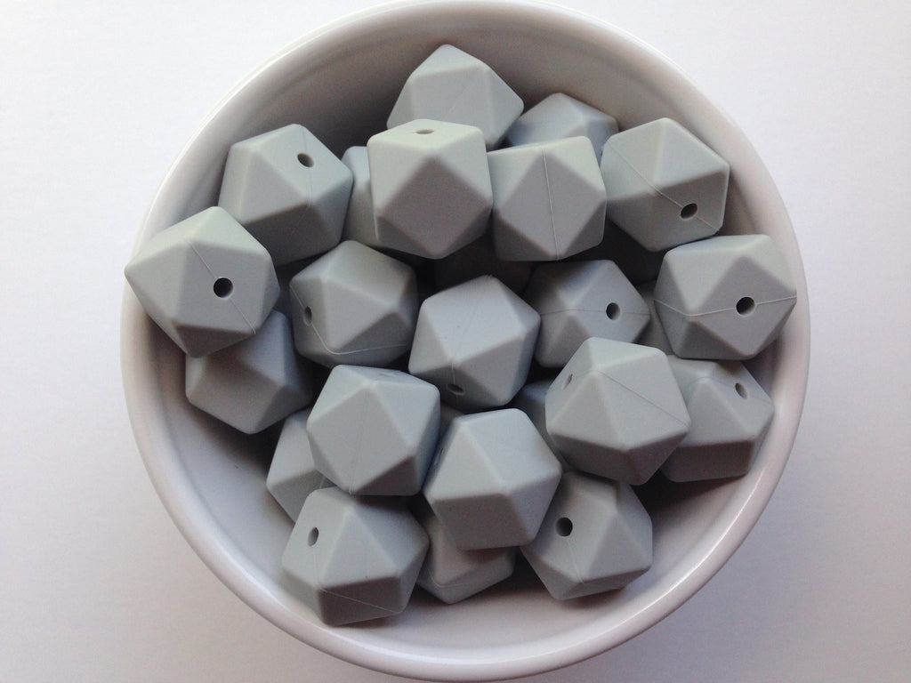 Light Gray Hexagon Silicone Beads
