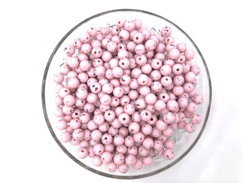 9mm Pink Speckled Silicone Beads