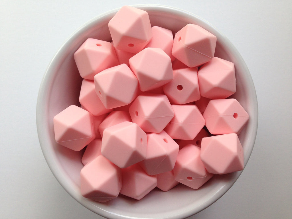 Pink Quartz Hexagon Silicone Beads