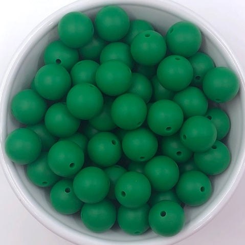 15mm Jungle Green Silicone Beads