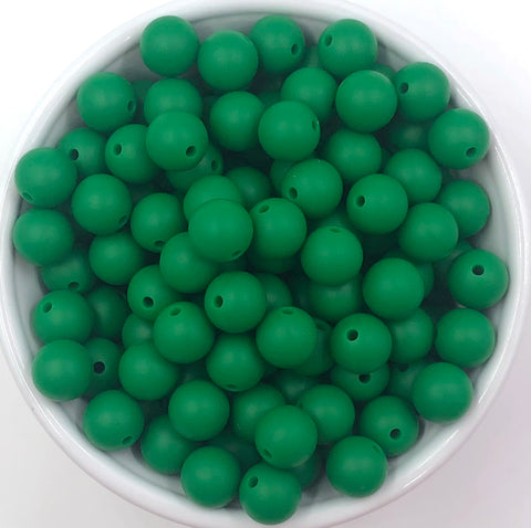 12mm Jungle Green Silicone Beads