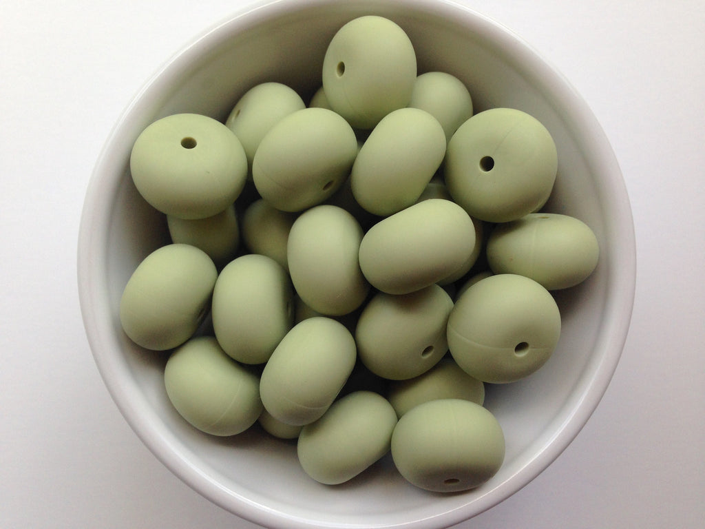 20mm Sage Green Abacus Silicone Beads