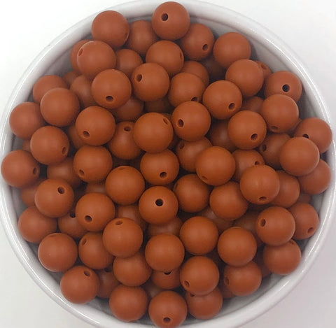 12mm Spice Brown Silicone Beads