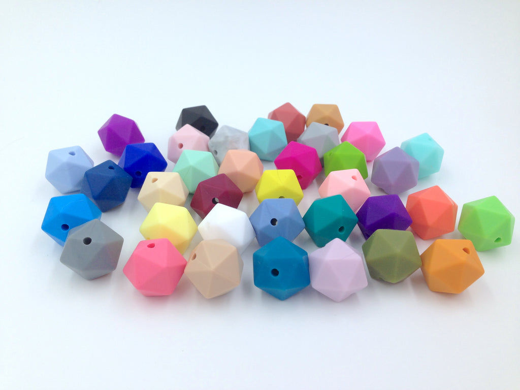 Silicone Wholesale--Mix & Match--Mini Icosahedron 14mm Bulk Silicone Beads--50
