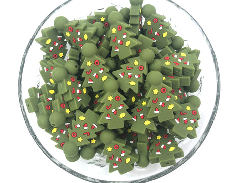 Christmas Tree Silicone Beads--Evergreen