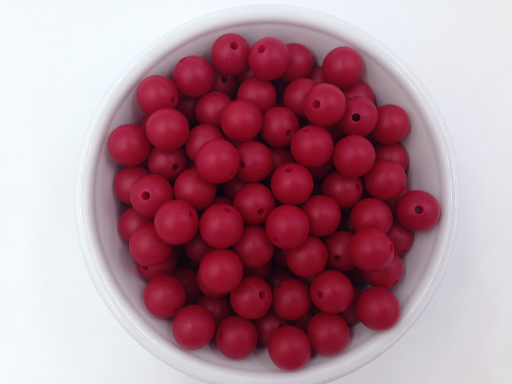 12mm Cranberry Silicone Beads
