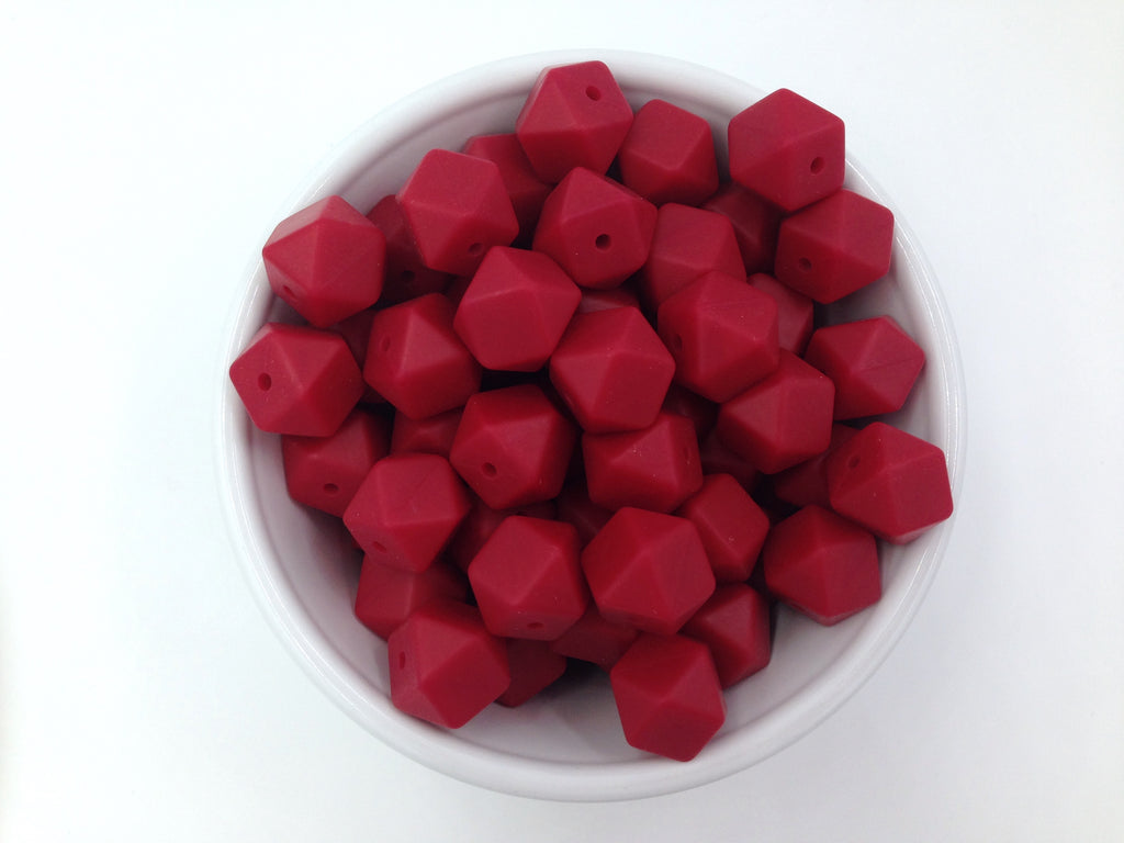 Cranberry Hexagon Silicone Beads