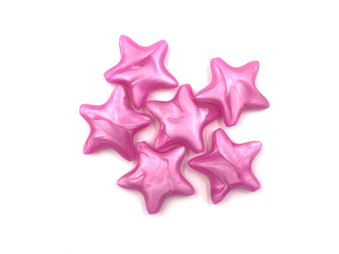 Metallic Pink Star Silicone Beads